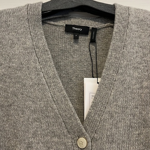 NWT Theory Wool & Cashmere Blend Cardigan Sweater Gray (Oatmeal) Soft & Warm P 0 - Picture 4 of 16